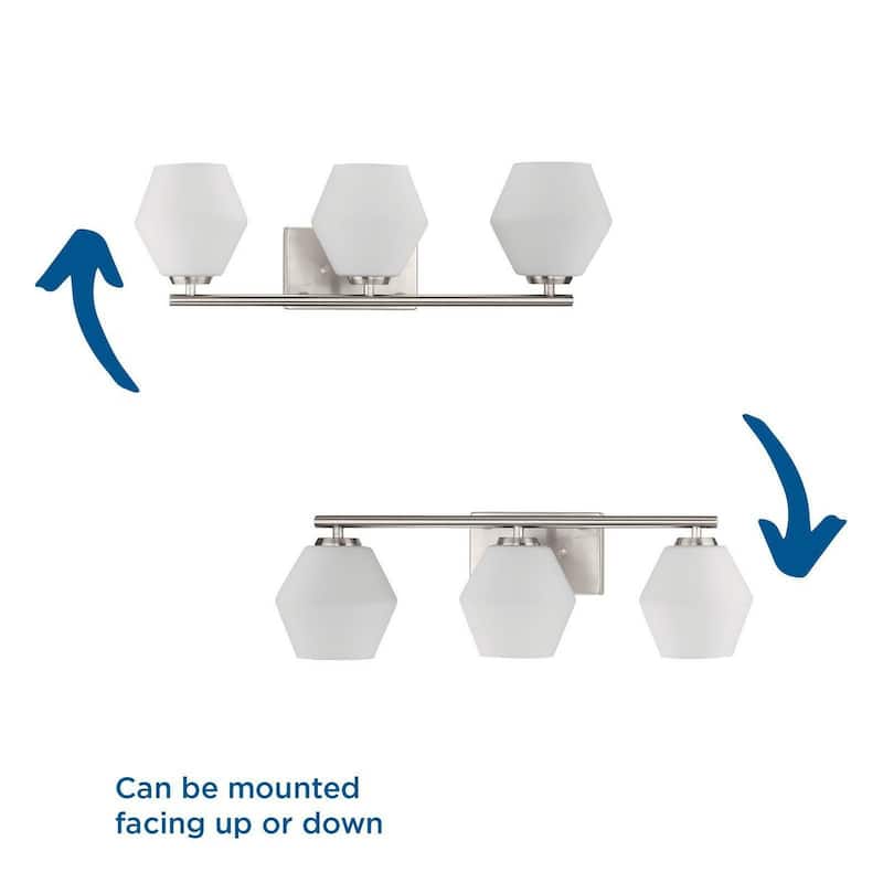 Copeland Collection Three-Light Brushed Nickel Vanity Mid-Century Modern Vanity Light - 24 in x 7 in x 7.5 in