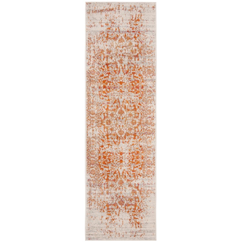 SAFAVIEH Madison Delois Medallion Rustic Farmhouse Distressed Rug - 2'3" x 10' Runner - Orange/Ivory