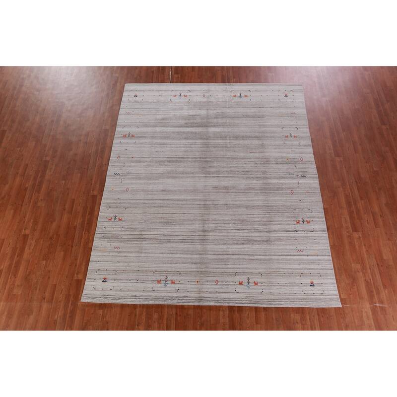 Hand Knotted Oriental 100% Wool Carpet Tribal Tribal Greys & Charcoal Gabbeh Area Rug - 10' 1'' X 8' 2''