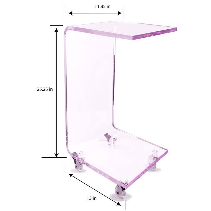 DesignStyles Acrylic C-Table w/Wheels