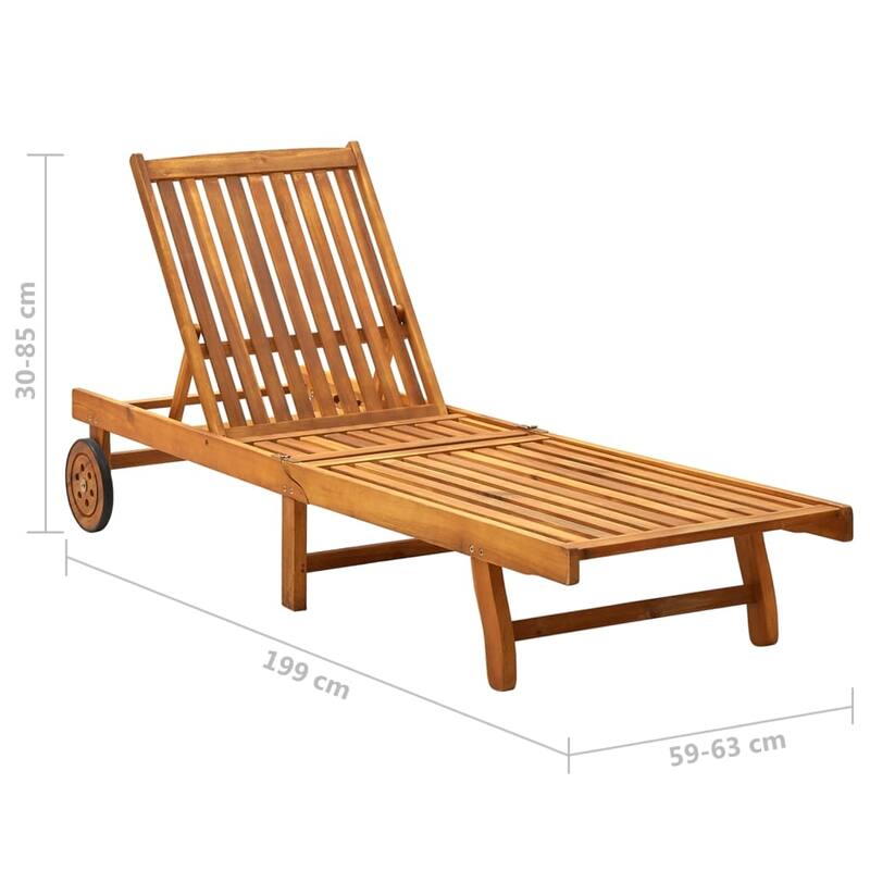vidaXL Patio Lounge Chair Sunbed Sunlounger with Cushion Solid Acacia Wood