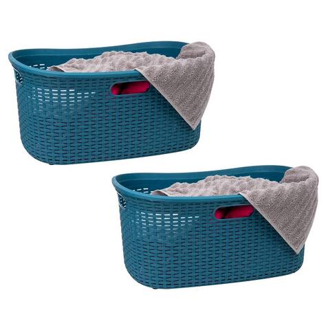Mind Reader Basket Collection, Laundry Basket, 40 Liter (10kg/22lbs) Capacity, Cut Out Handles, Ventilated, Set of 2