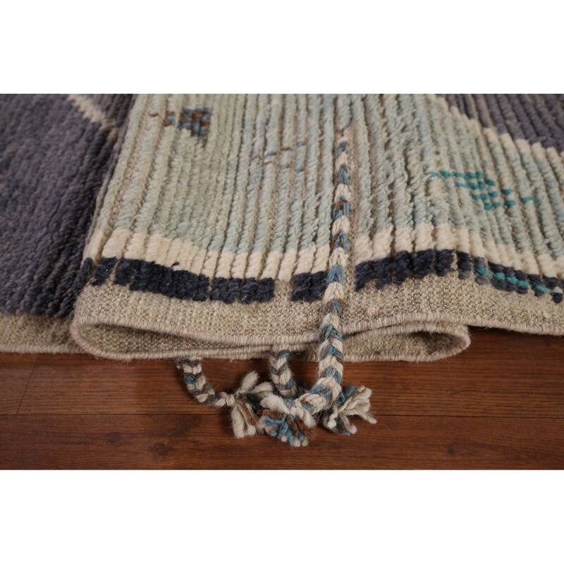 Abstract Moroccan Oriental Large Area Rug Handmade Wool Carpet - 9'10"x 14'7"