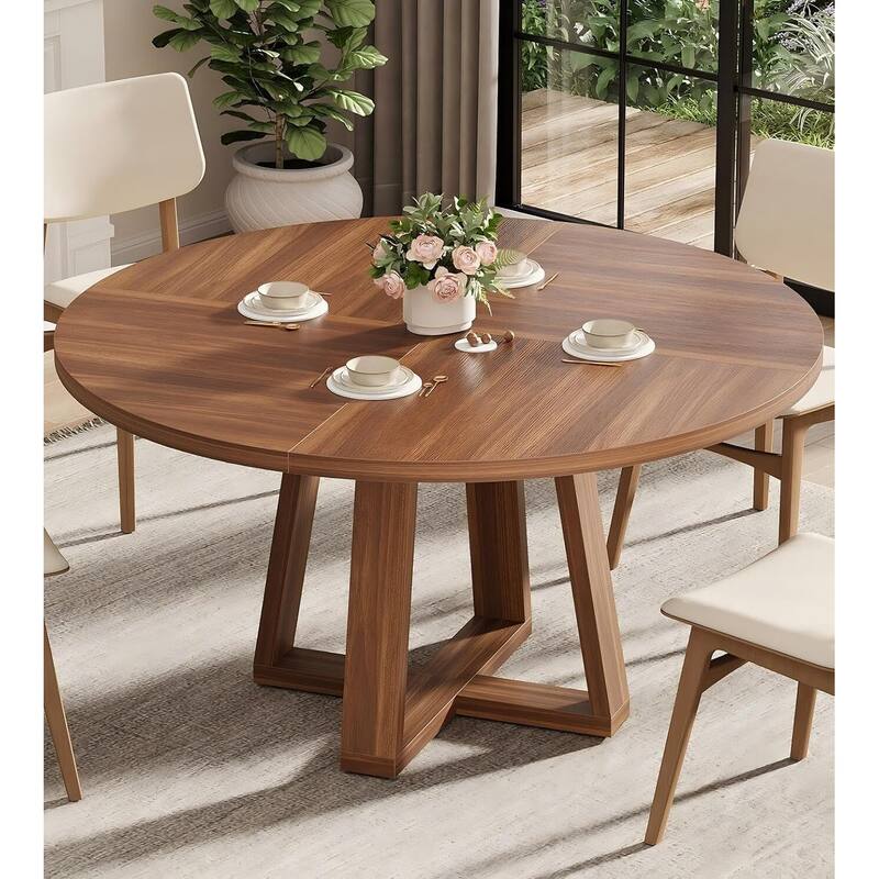 47 Inch Kitchen Round Dining Table for 4-6 for Kitchen, Apartment (Table Only) - Brown