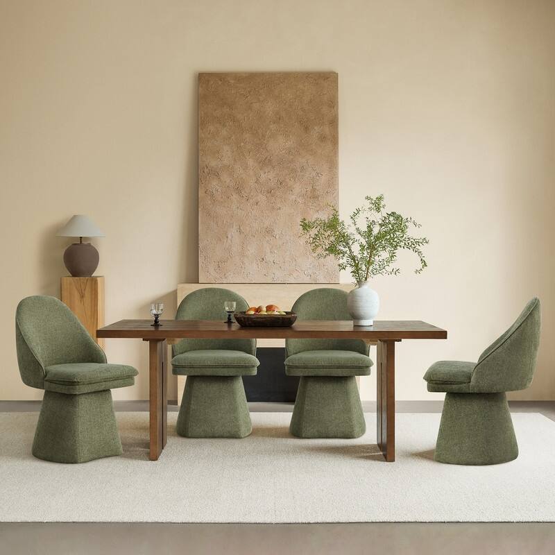 Darah Upholstered Swivel Armless Dining Chair Double-layered Cushions - Set of 4 - Moss Green