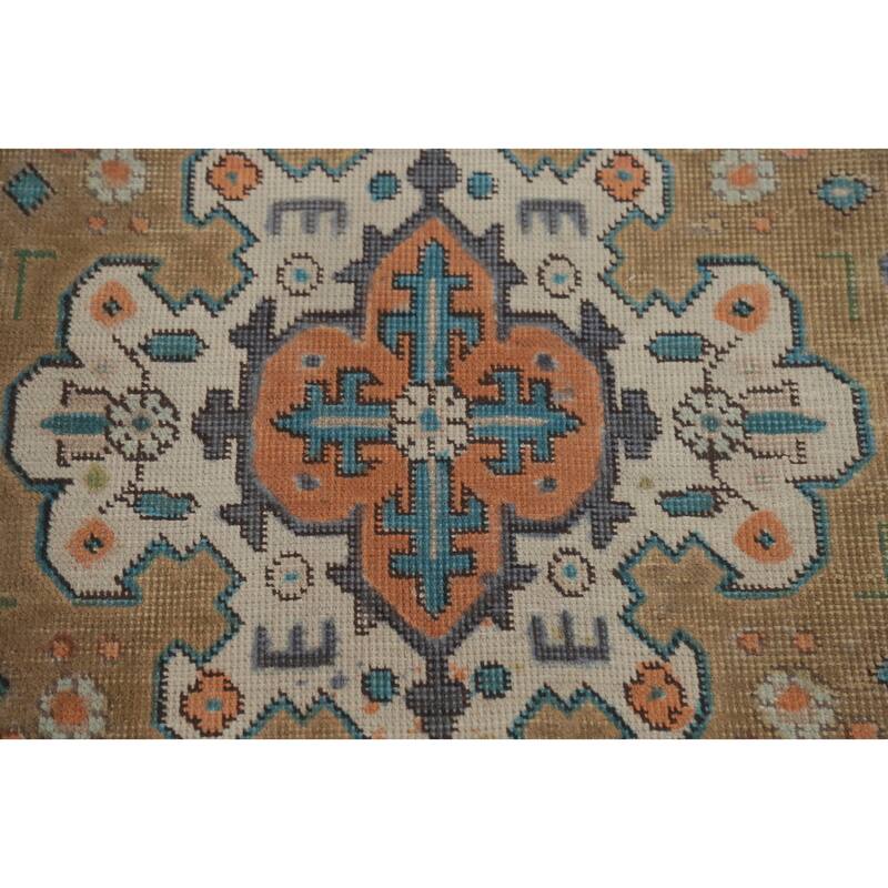 Light Blue Tabriz Persian Vintage Area Rug Hand-Knotted Wool Carpet - 6'5" x 9'5"