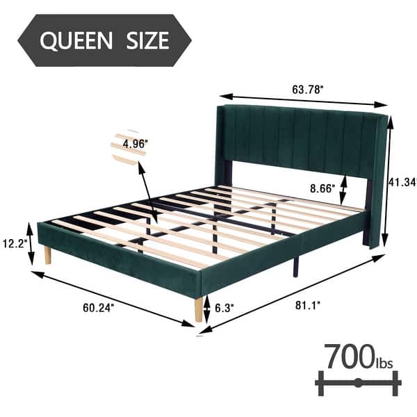 dimension image slide 14 of 34, Alazyhome Upholstered Platform Bed Frame