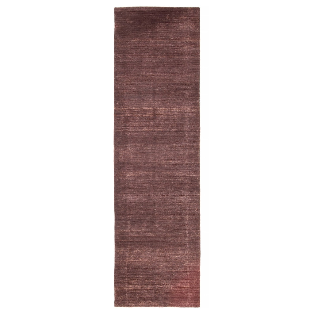 ECARPETGALLERY Hand-knotted Opulence Dark Brown Wool Rug - 3'2 x 11'8
