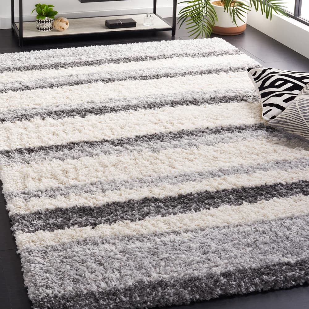 SAFAVIEH Fontana Shag Mariosa Modern Stripe 2-inch Thick Rug