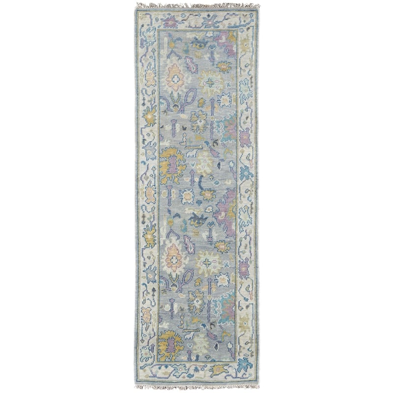Grand Bazaar Larson Hand Knotted Persian Traditional Area Rug - 2'6" x 8' - Gray/Purple/Gold