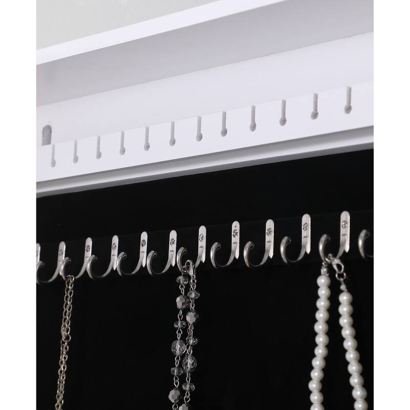 Proman Products Venice Wall Mount Jewelry Armoire, Jewelry Cabinet, Jewelry Storage with Photo Frame, Mirror, Drawers