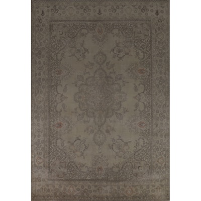 Tabriz Persian Vintage Rug Handmade Living Room Wool Carpet - 9'7" x 13'0"