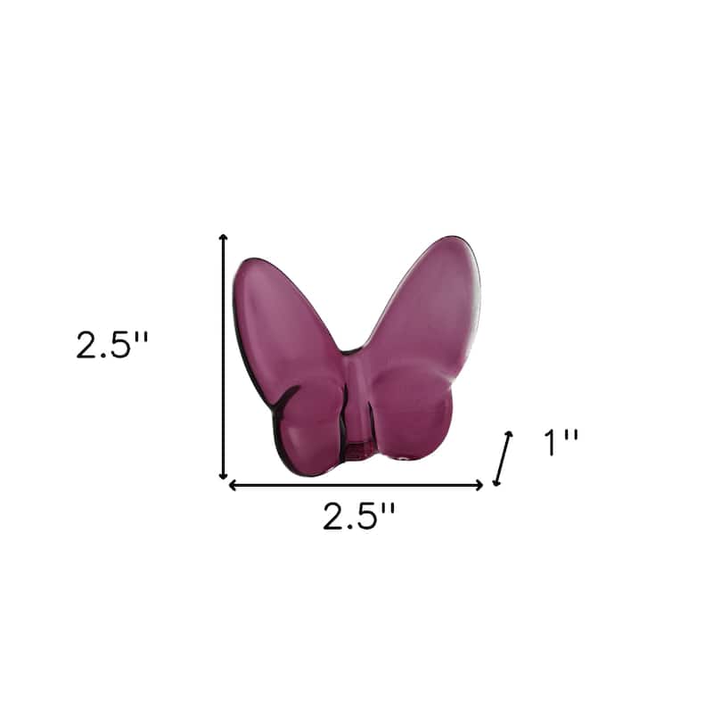 HomeRoots 3" Plum Crystal Butterfly Figurine Tabletop Sculpture