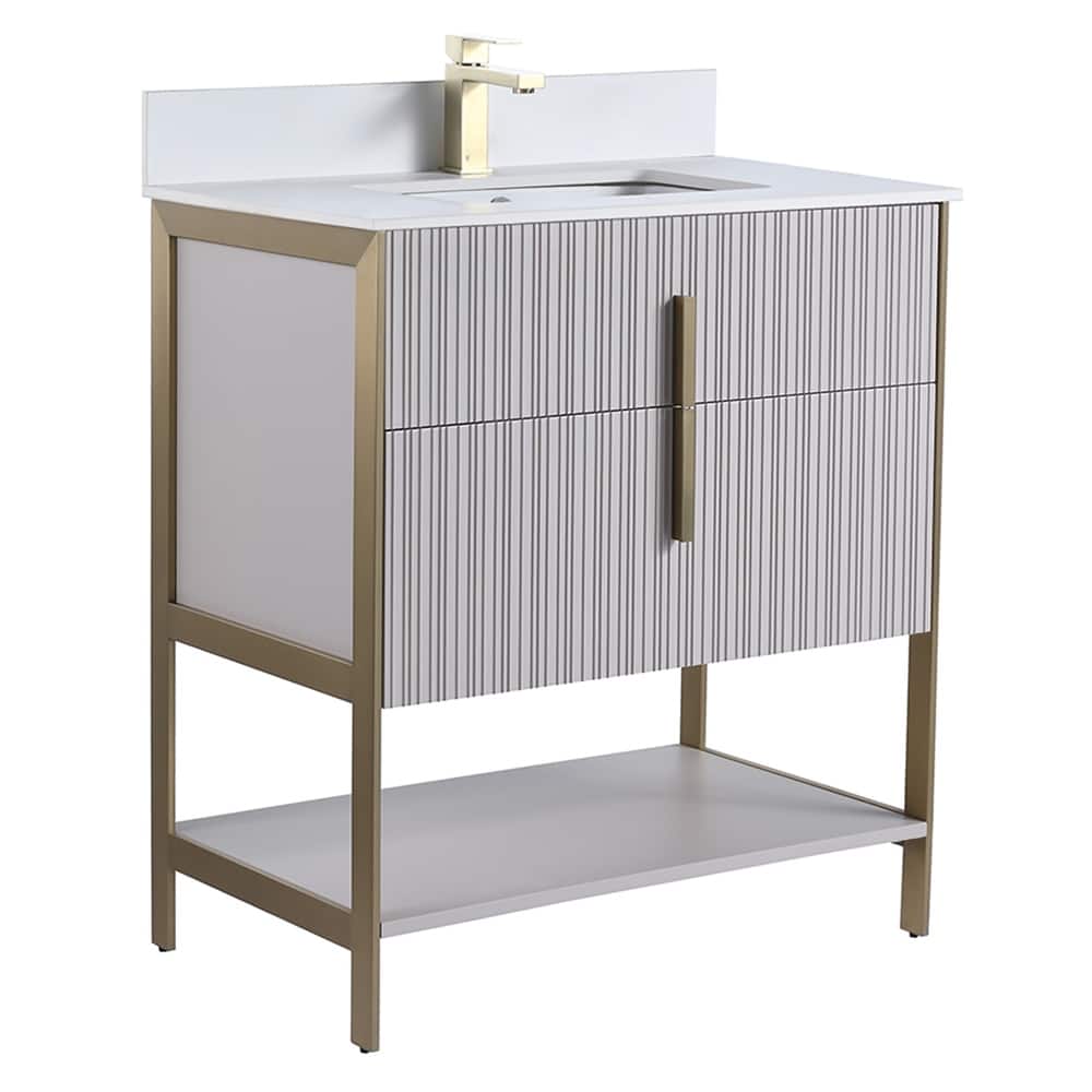 Fine Fixtures Serenity Modern Bathroom Vanity with White Stone Top