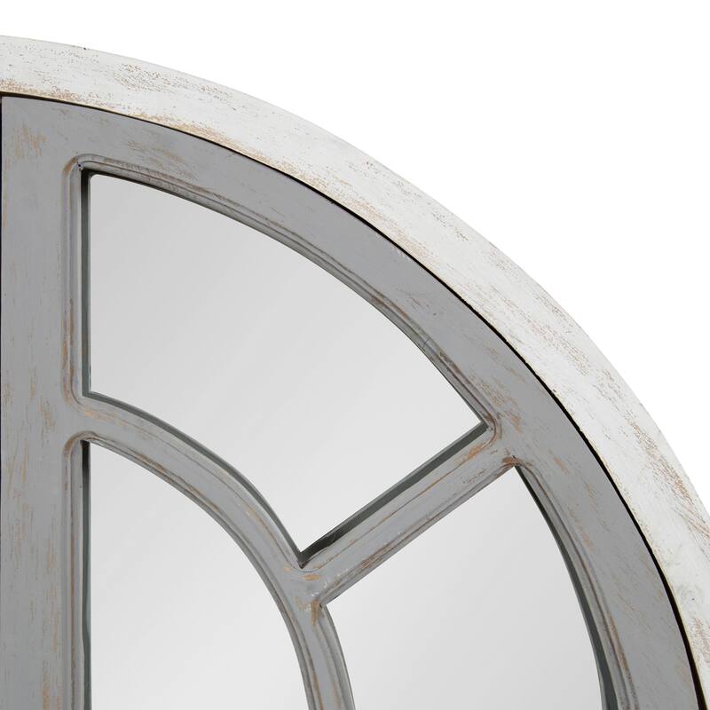 Kate and Laurel Boldmere Wood Windowpane Arch Mirror