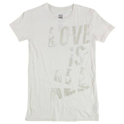 Hometown Heroes Womens Love Is All Graphic T-Shirt,, Off-White, X-Small