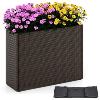 Costway 1/2 PCS 24" Tall PE Rattan Planter Box with Removable Liner