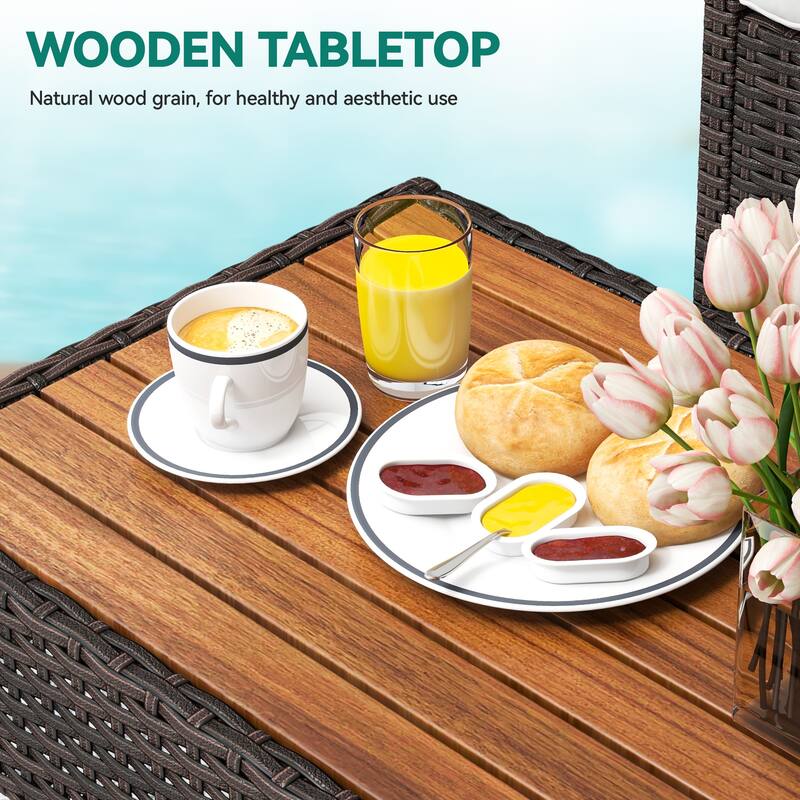 Moasis 4-Piece Patio Wicker(PE) Bistro Set - 4Pcs