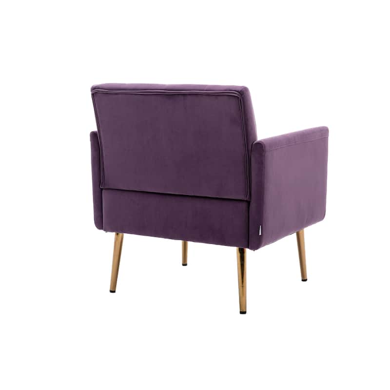 Velvet Upholstered Tufted Accent Chair With Golden feet