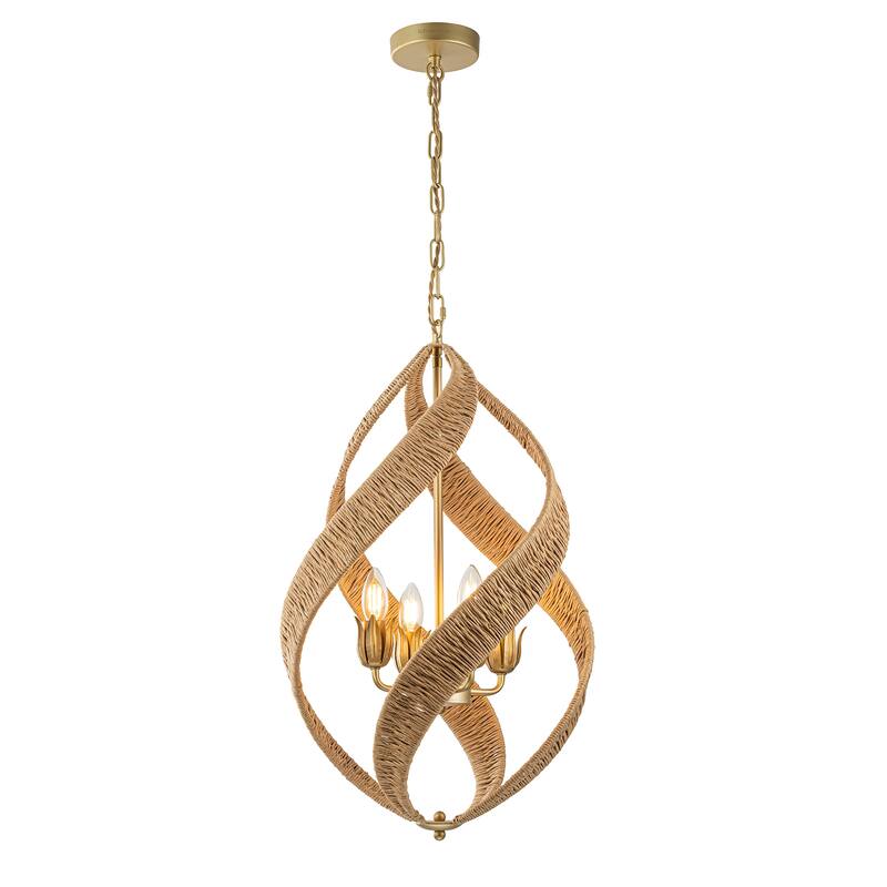 Elin 4-Light Modern Rattan Chandelier - 16 In. Wide