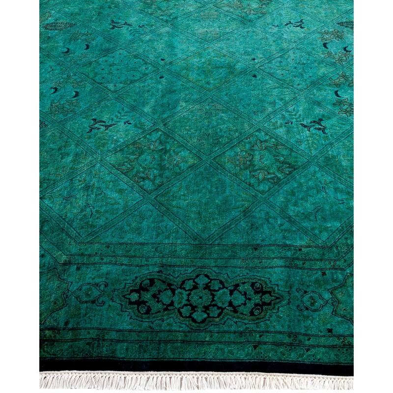 Fine Vibrance, One-of-a-Kind Hand-Knotted Area Rug - Green, 6' 1" x 6' 1" - 6' 1" x 6' 1"