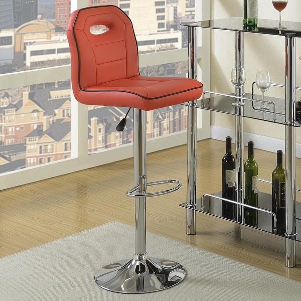 Metal based Swivel Bar Stool With Adjustable Height Set Of 2 Red 47 H x 17 W x 23 L Inches