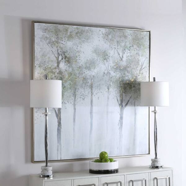 Shop Green And Gray Abstract Forest Printed Landscape Wall Art 51