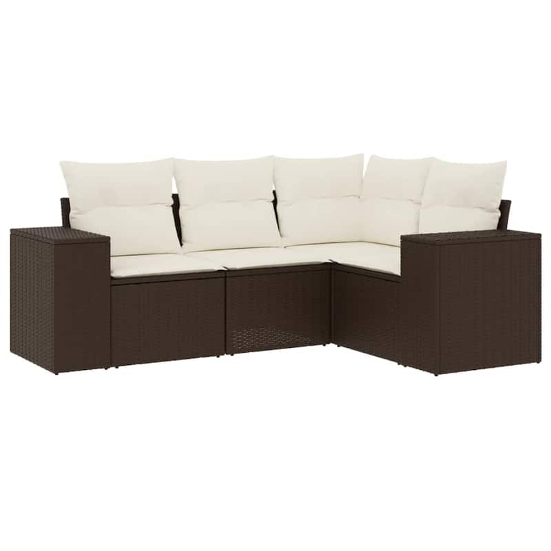 vidaXL Patio Sofa Set with Cushions Outdoor Conversation Furniture Poly Rattan