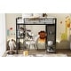 preview thumbnail 10 of 9, Twin Size Metal Loft Bed with Built-in Wardrobe, Desk & Shelves, Black