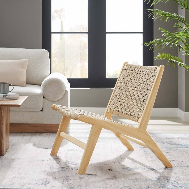 Saoirse Woven Rope Wood Accent Lounge Chair - Natural Natural