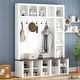 preview thumbnail 1 of 10, Modern Storage Rack with 6 Hooks, 4-in-1 Shoe Cabinet with 13 Adjustable Shelves, Ideal for Living Room, Entryway, Corridor White