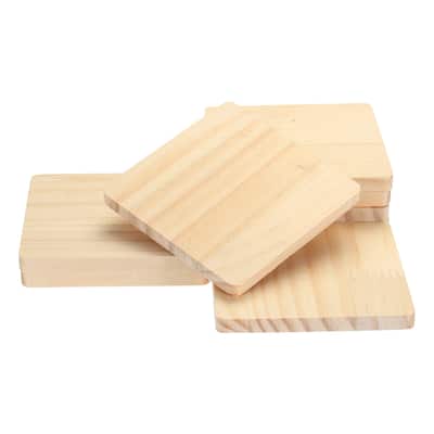 102x102mm Unfinished Wooden Coasters, Square Wood Coasters - Wood Color