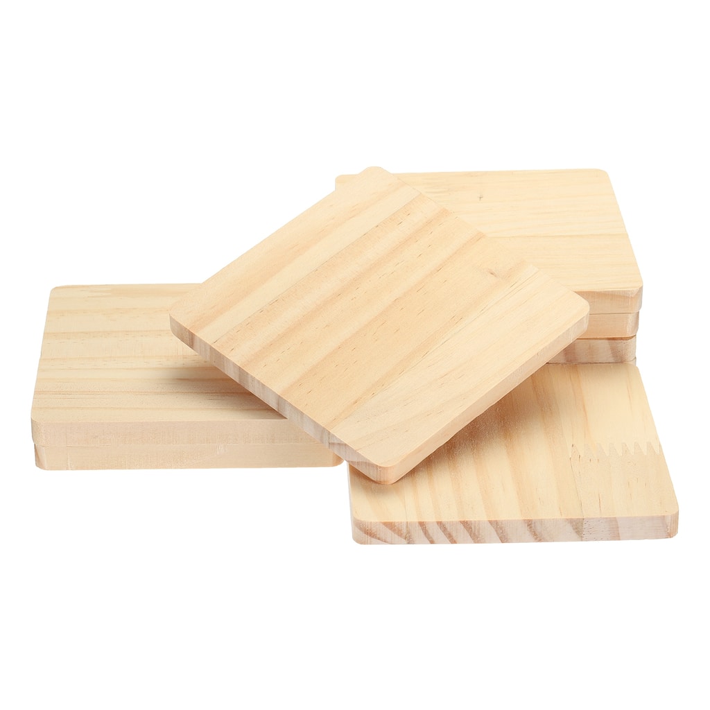 102x102mm Unfinished Wooden Coasters, Square Wood Coasters - Wood Color