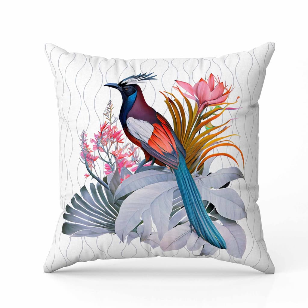 Woodland Flyers Indoor/Outdoor Reversible Throw Pillow White and Blue