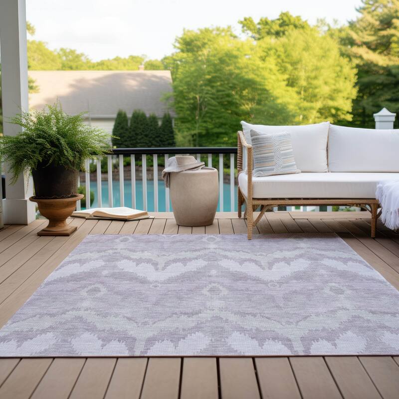 Machine Washable Indoor/ Outdoor Chantille Boho Ikat Rug