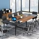 preview thumbnail 21 of 25, 8FT Conference Table,Boat Shaped Meeting Table with Rectangle Grommet Brown