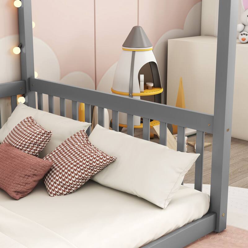 Canopy frame floor bed