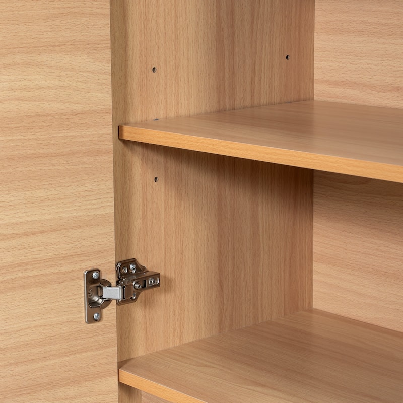 69" Kitchen Pantry Buffet with Hutch, Foldable Workstation & Power Outlet