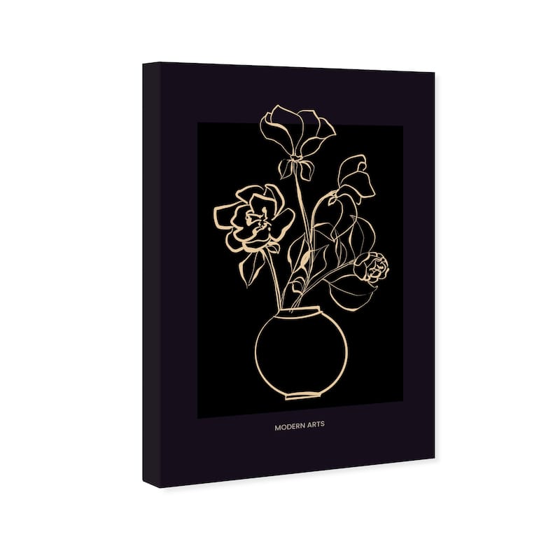 Wynwood Studio Canvas Floral and Botanical Simple lines Flowers Black and Eggshell Modern & Contemporary Wall Art Canvas Print