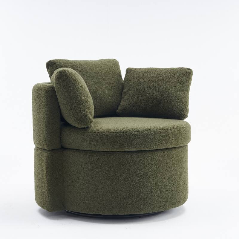 Swivel And Storage Chair With Back Cushion For Living Room