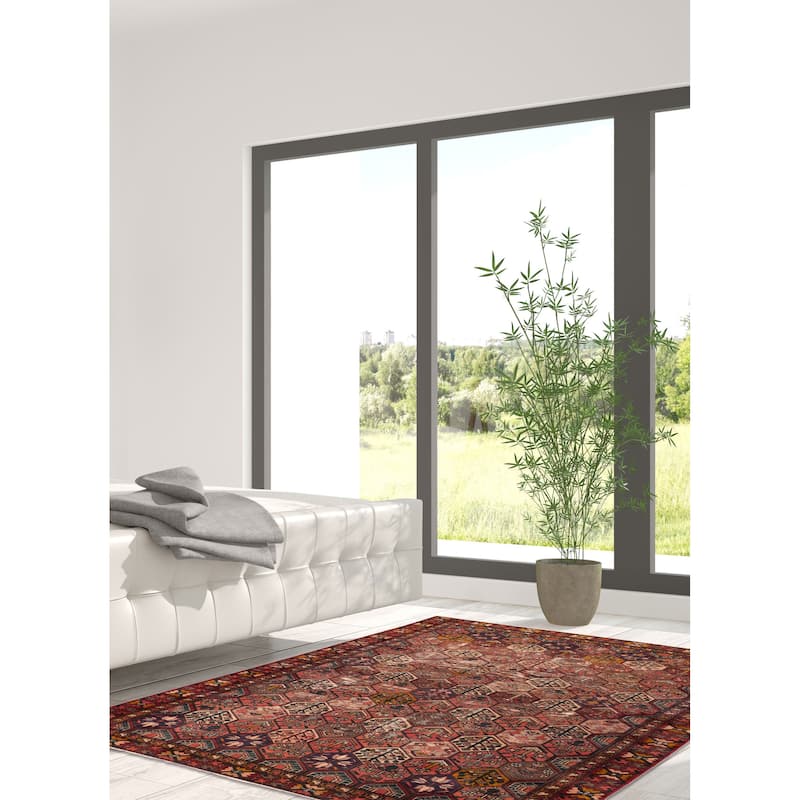 ECARPETGALLERY Hand-knotted Kayseri Vintage Red Wool Rug - 6'4 x 9'0