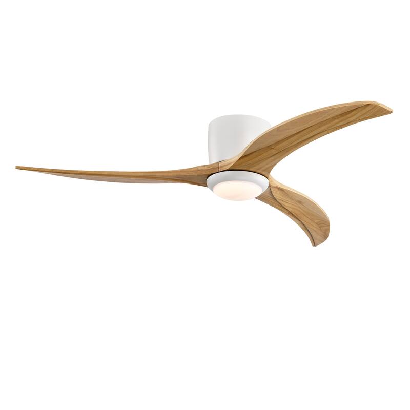 52" Solid Wood Blades Ceiling Fan With Light with Remote Control, Noiseless Reversible Motor, 6 Speed - Matte White