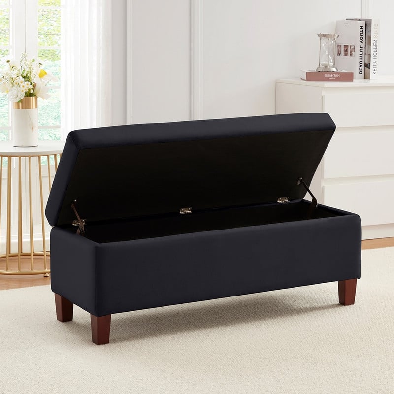 Hamilton Upholstered Rectangle Storage Ottoman with Hinge Lid - 40" x 15" x 16"