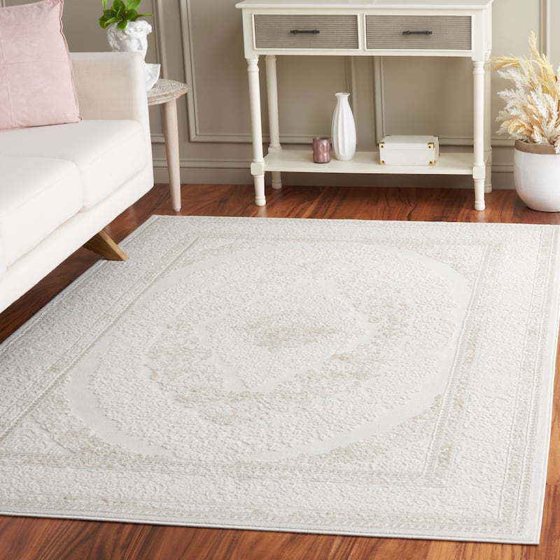 SAFAVIEH Hanna Kayla Contemporary Rug - 6'7" Square - Taupe/Ivory