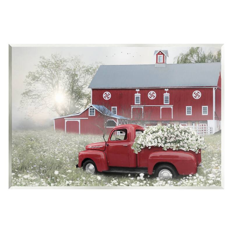 Stupell Red Truck Floral Country Meadow Wall Plaque Art by Lori Deiter - 15 x 10