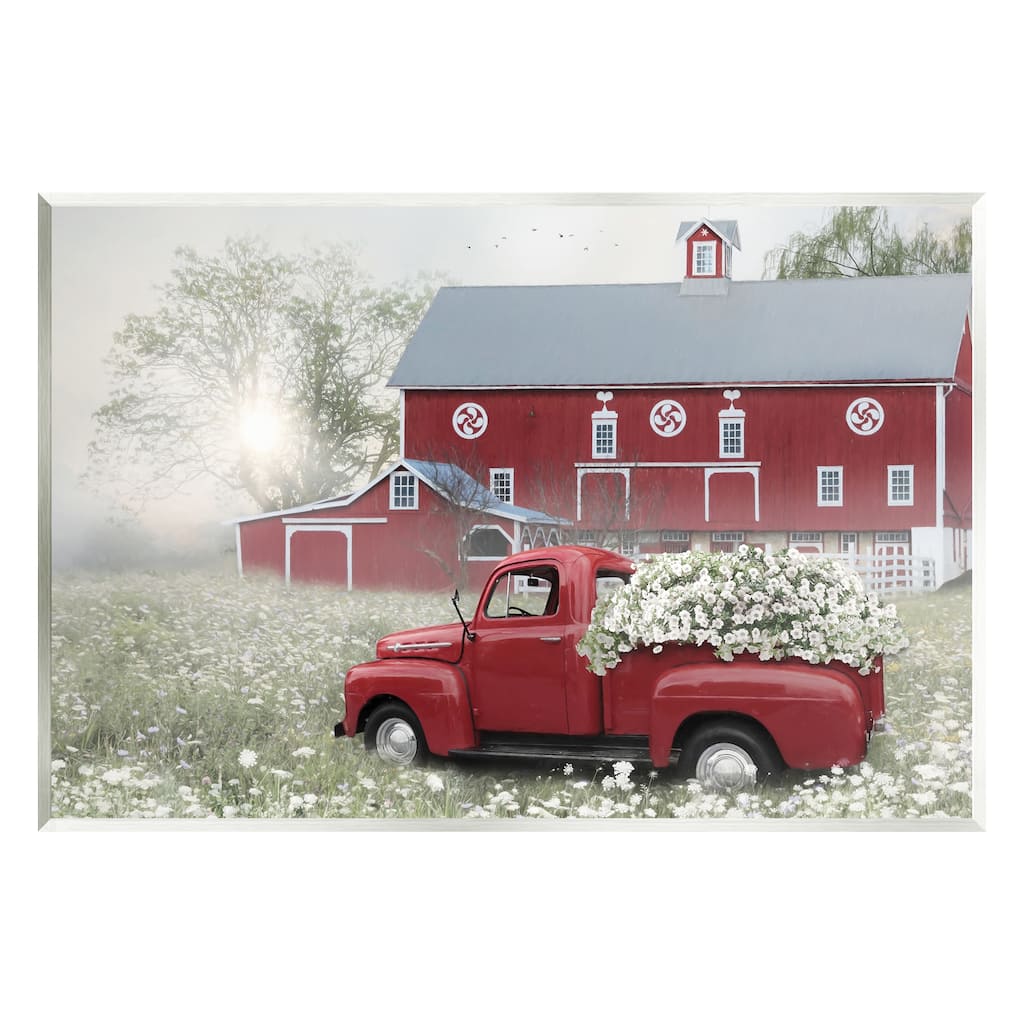 Stupell Red Truck Floral Country Meadow Wall Plaque Art by Lori Deiter