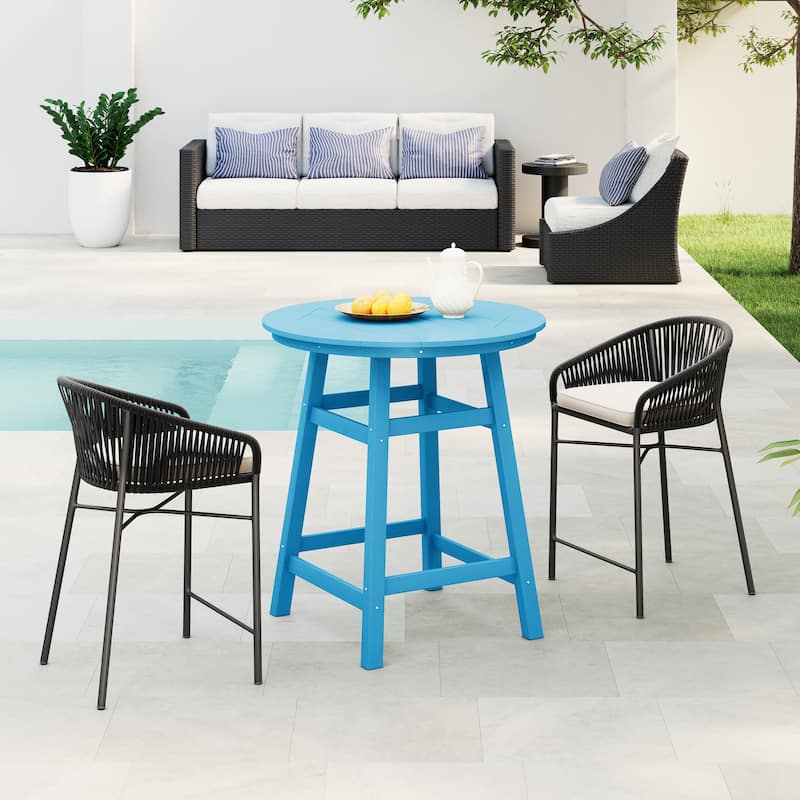 Polytrends Laguna Hdpe All Weather Outdoor Patio 35" Round Counter Table - Pacific Blue