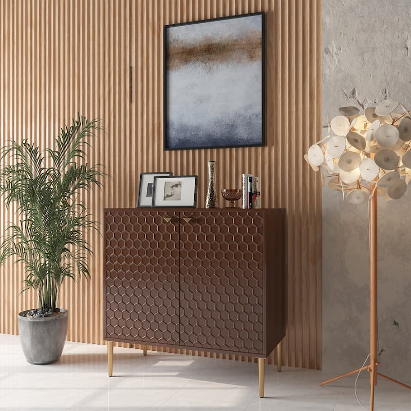 Hexagonal Pattern 2-door Storage Cabinet Buffet Cabinet Sideboard