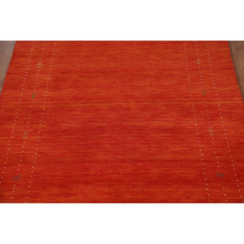 Hand Knotted Oriental 100% Wool Carpet Tribal Tribal Oranges & Rust Gabbeh Area Rug - 8' 0'' X 5' 0''