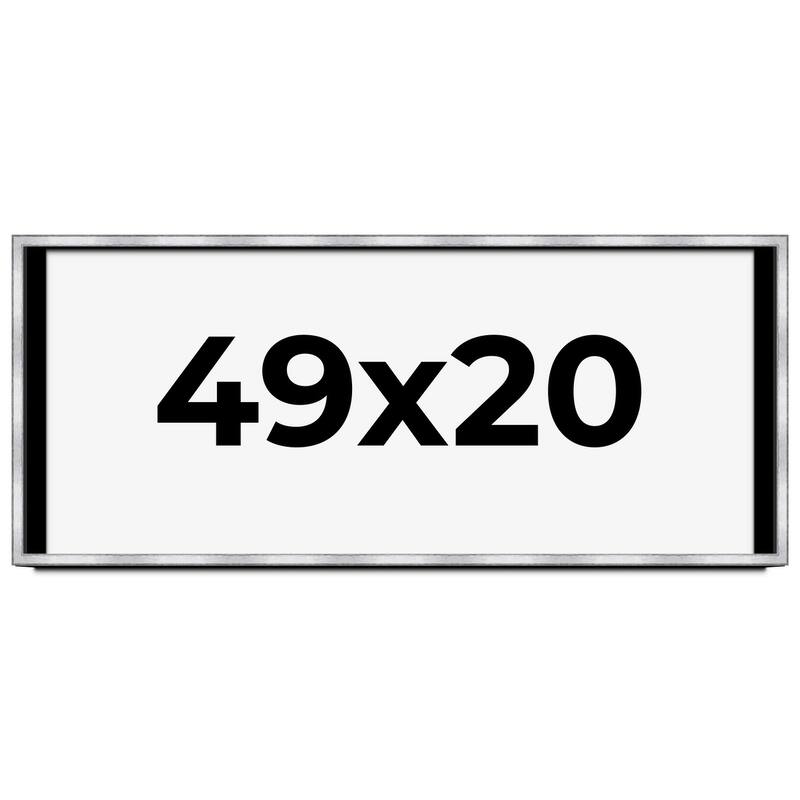 49x20 Shadow Box Frame Silver | 1.375 Inches Deep Real Wood